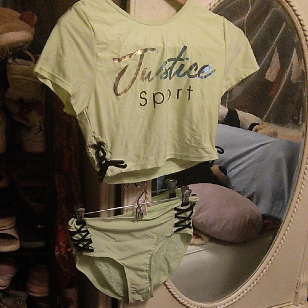 Justice Sport Lime Green Intimates Set